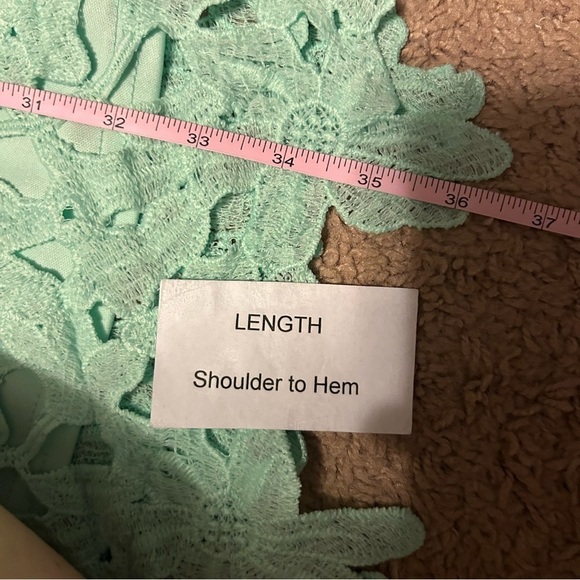 Alya | Strapless Floral Lace Light Blue Teal Aqua Sweetheart Midi Dress Size XS - Picture 13 of 13